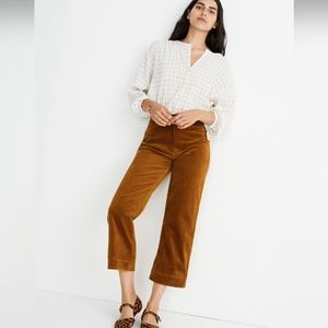 Madewell Emmett Slim Wide Leg Crop Corduroy Pants 25